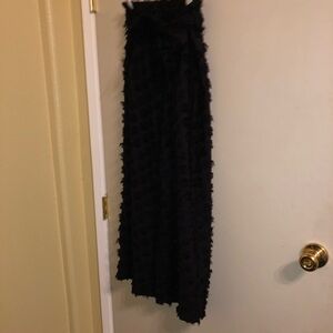 H&M Black Maxi A-Line Skirt with Ruffled Details